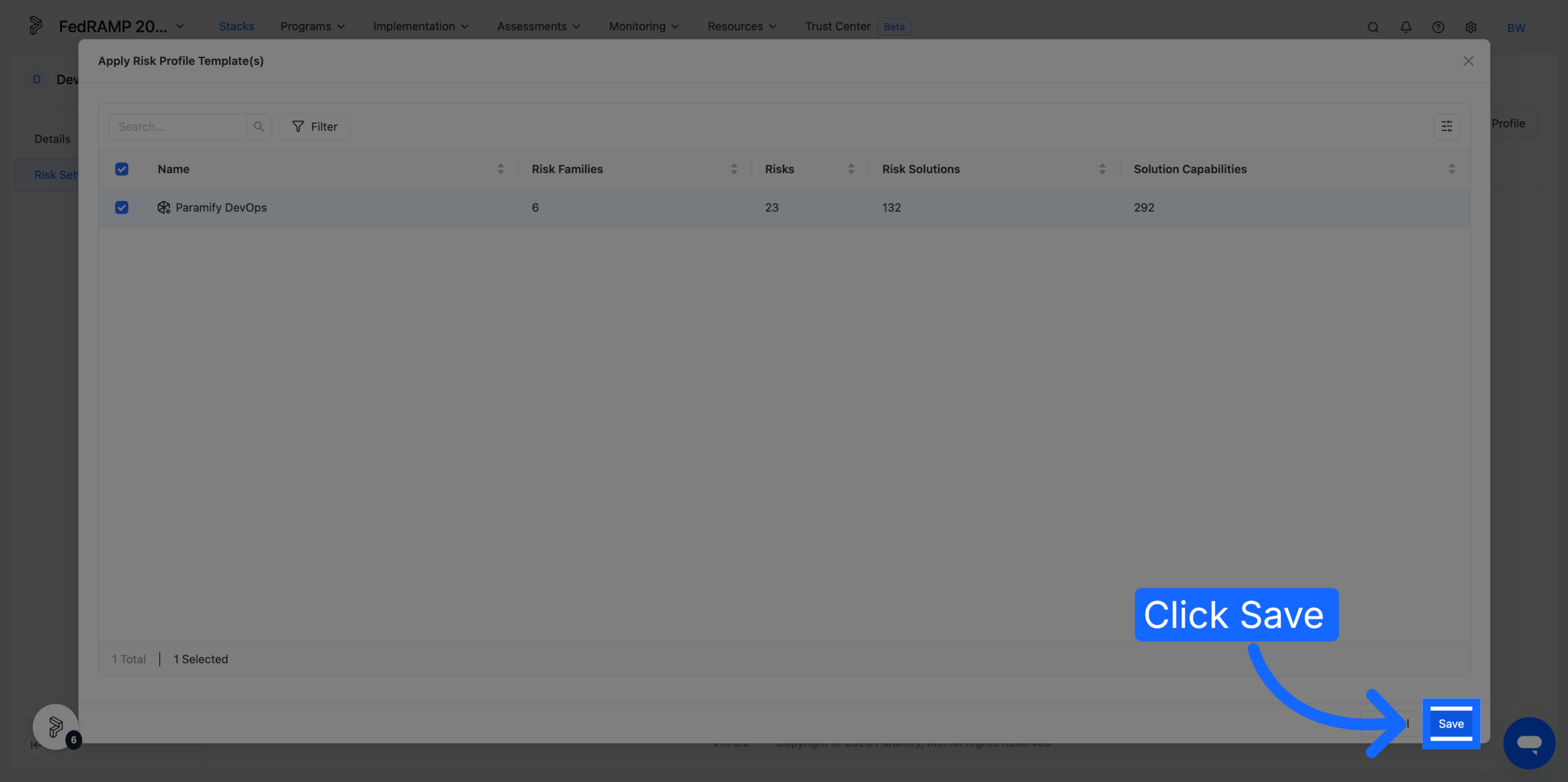 Save Risk Profile Changes