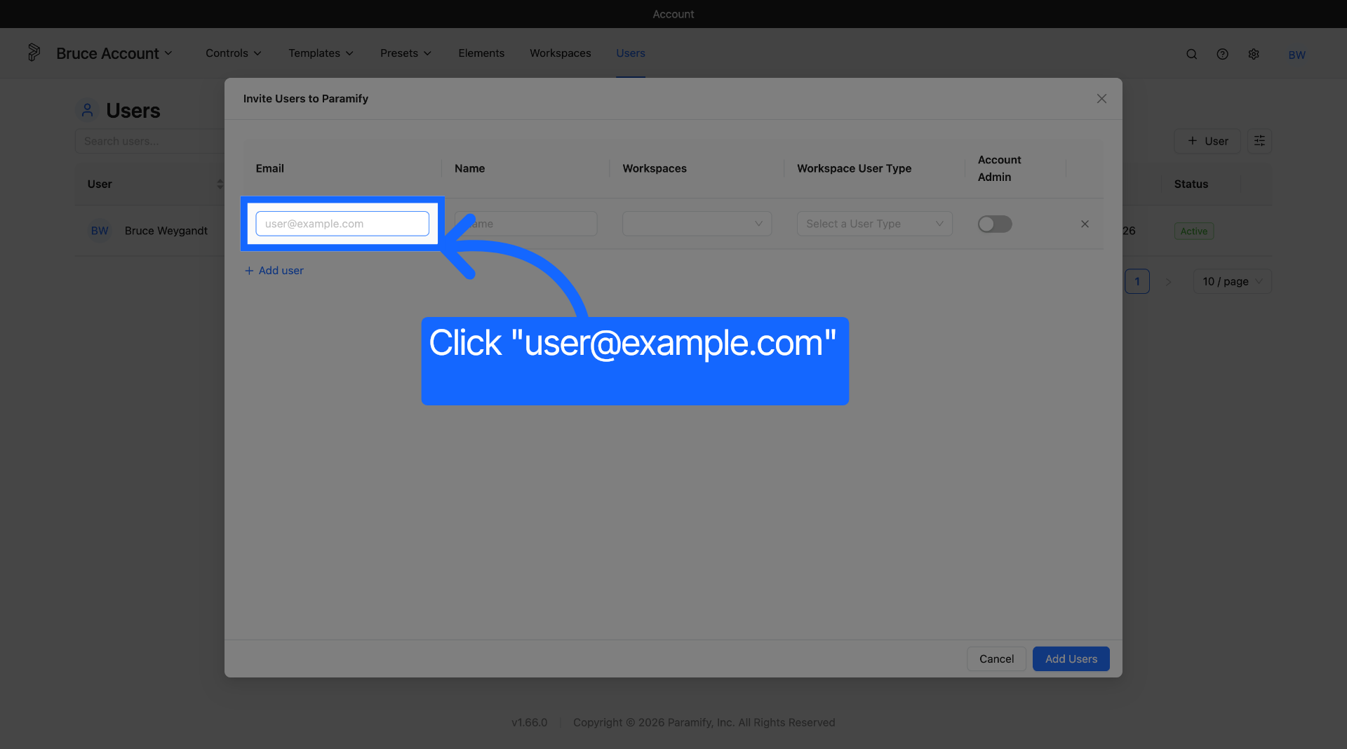 New user form with the Email field highlighted