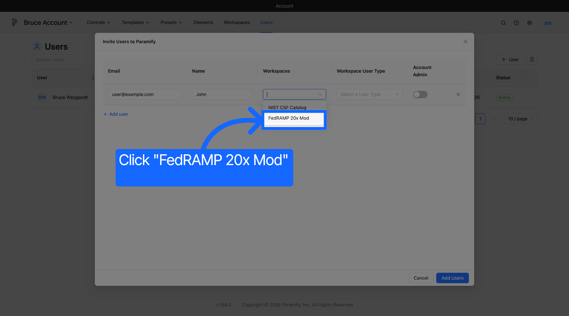 Workspace selection showing available workspaces to assign