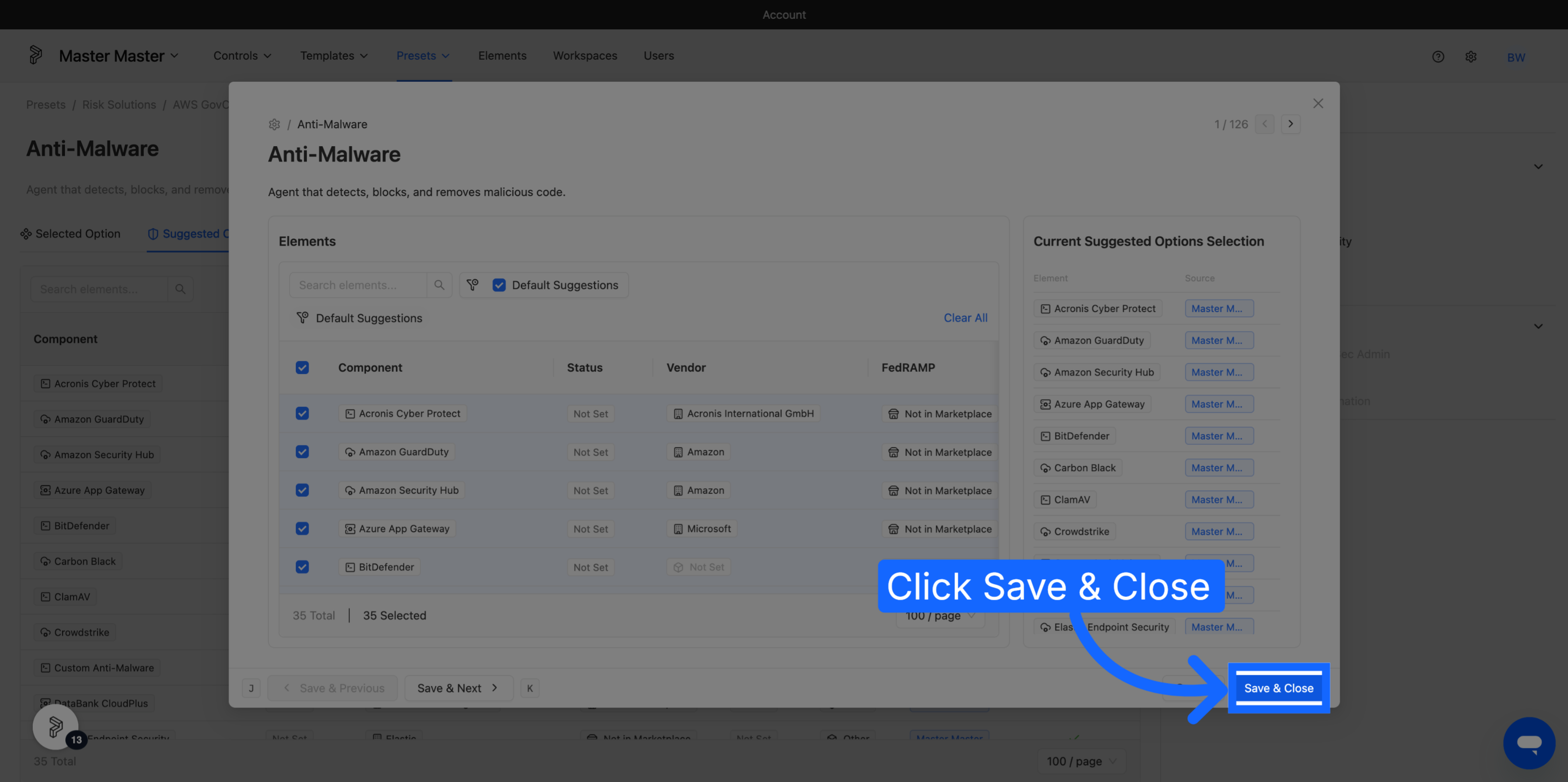 Save and Close Configuration