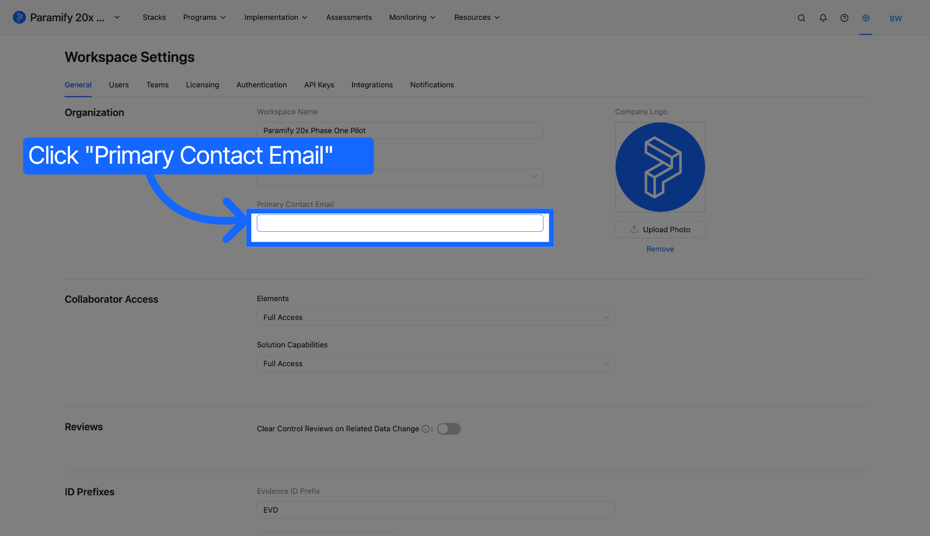 Access Primary Contact Email