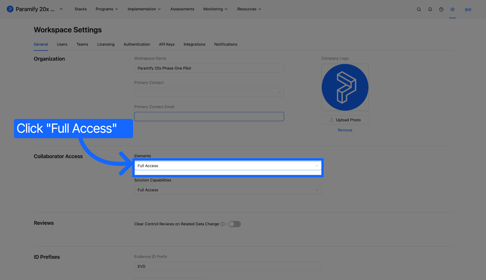 Choose Full Access Permission