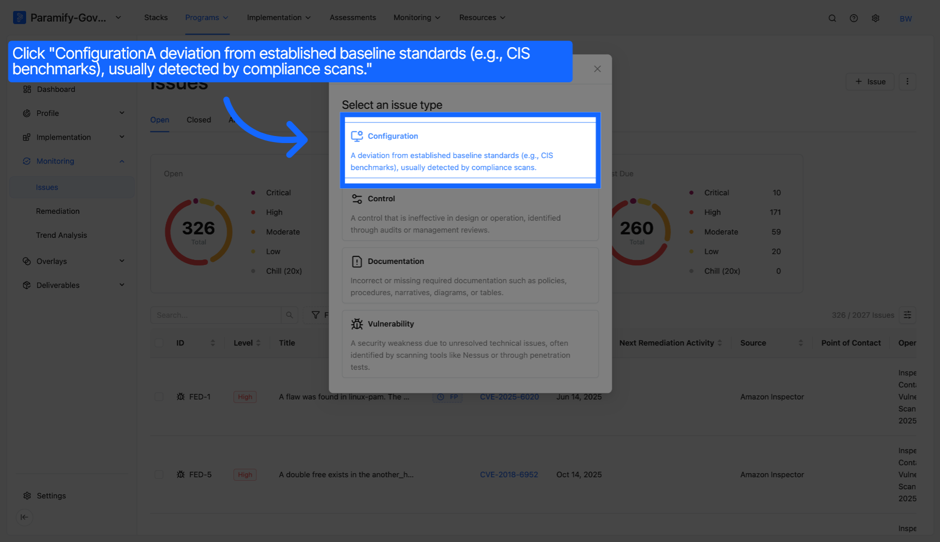 Click Configuration Baseline Deviation