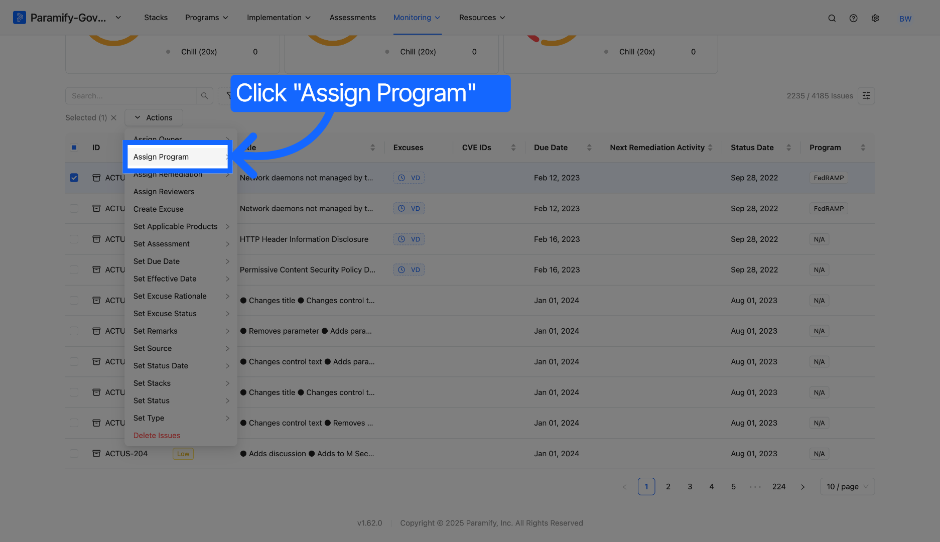 Choose Assign Program
