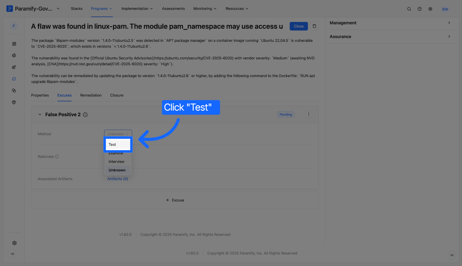 Select Test Option