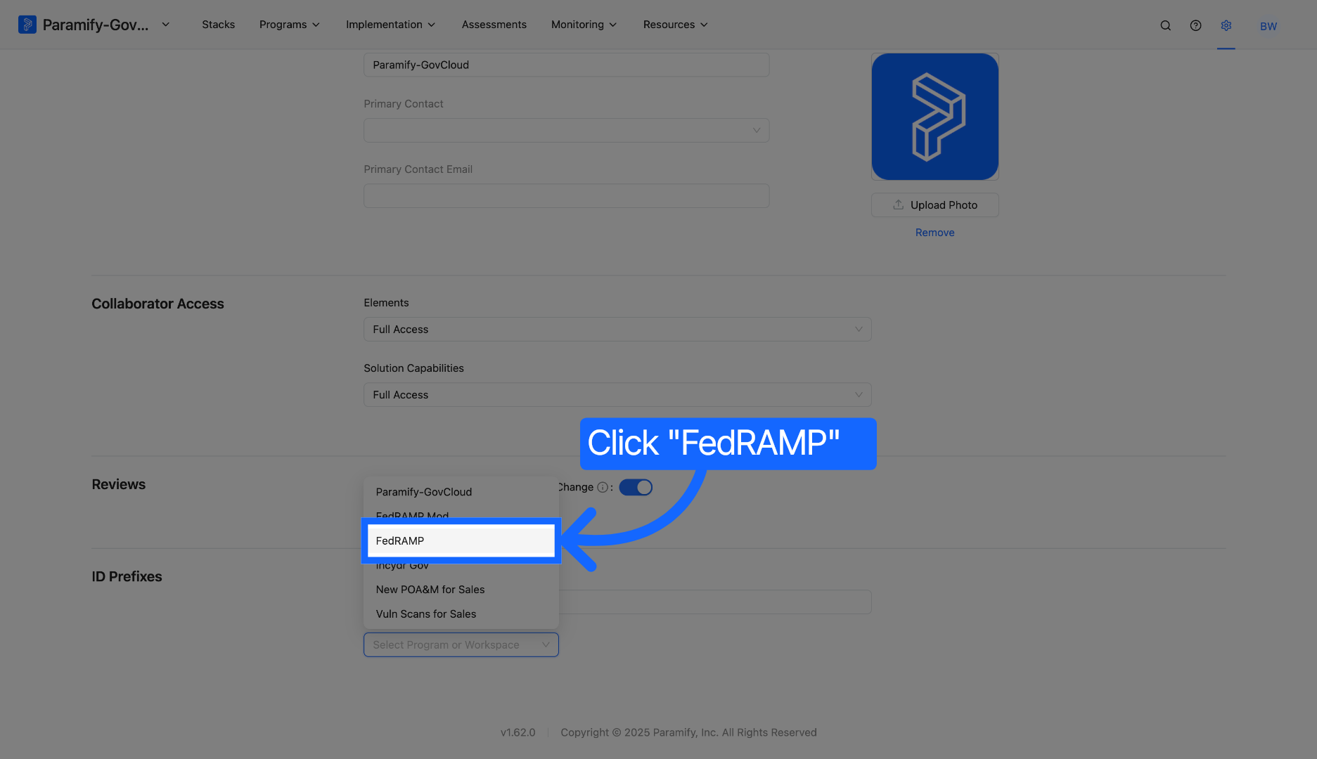 Select FedRAMP Option
