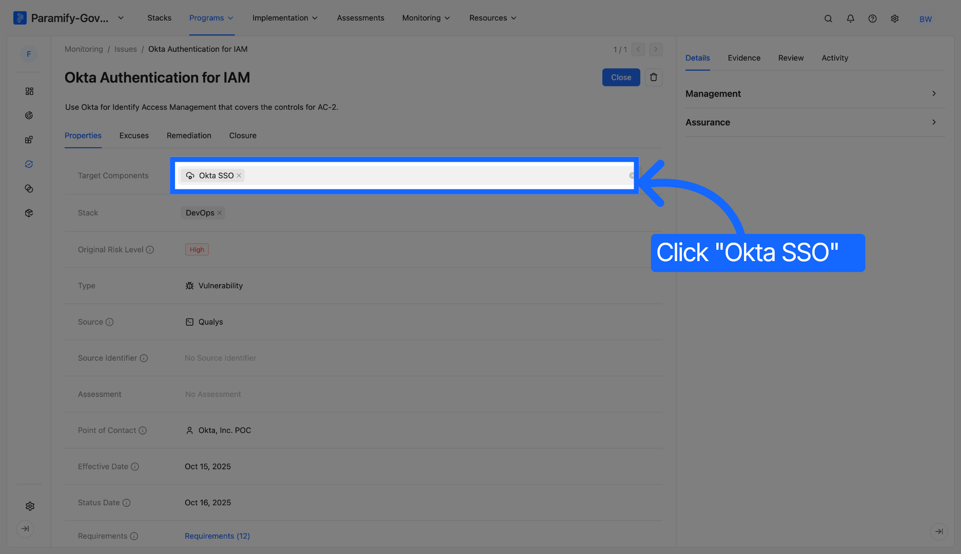 Access Okta SSO Section