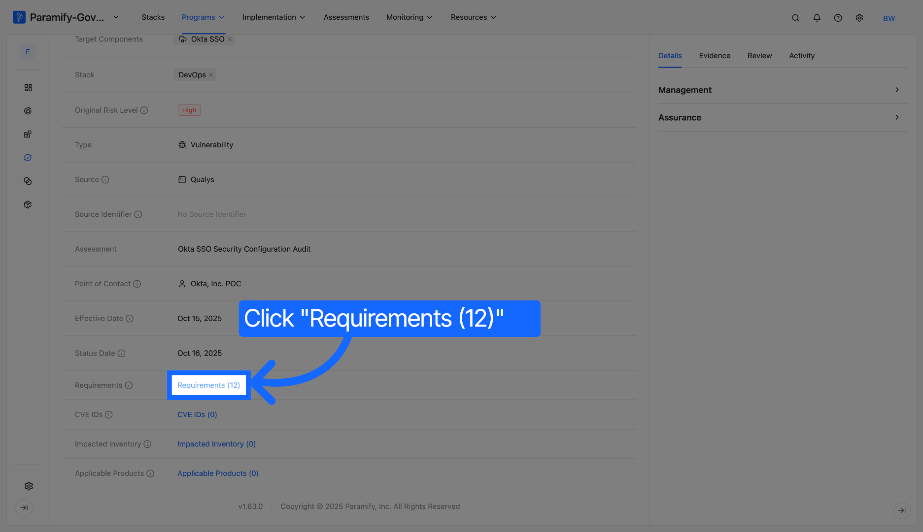 View Requirements List