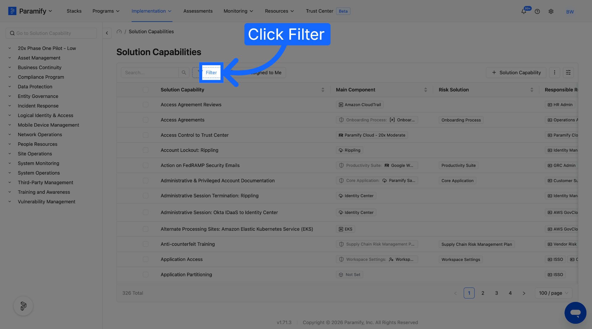 Open Filter Options