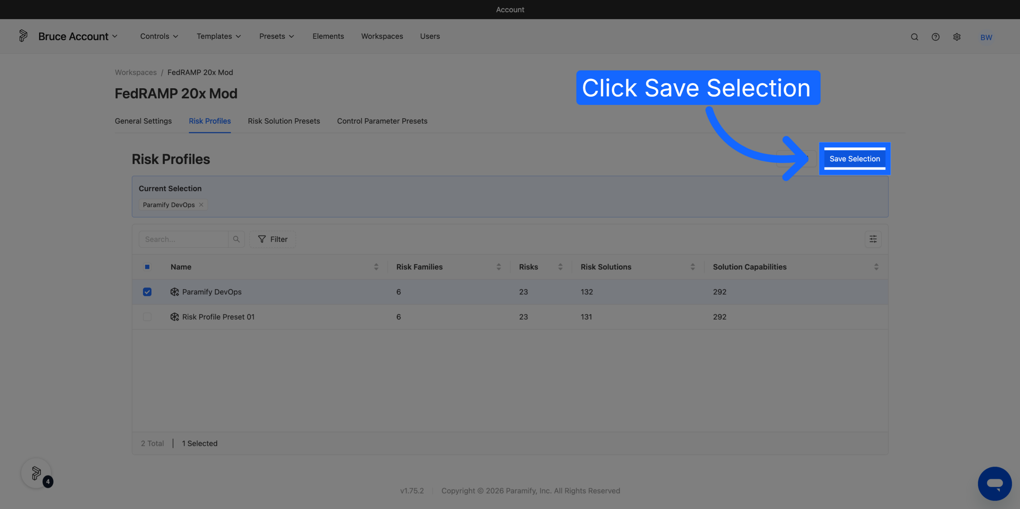 Save Risk Profile Changes
