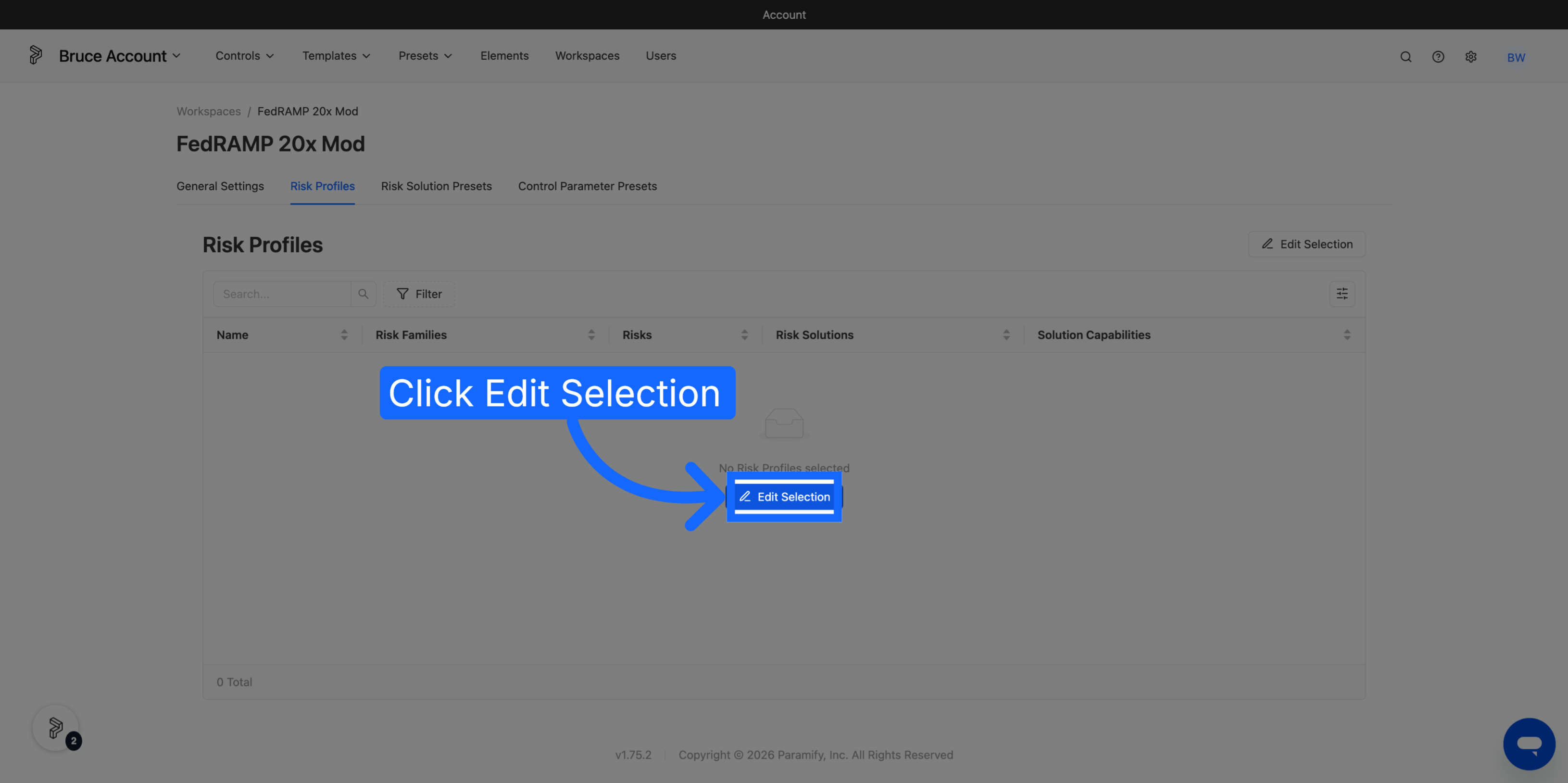 Edit Risk Profile Selection