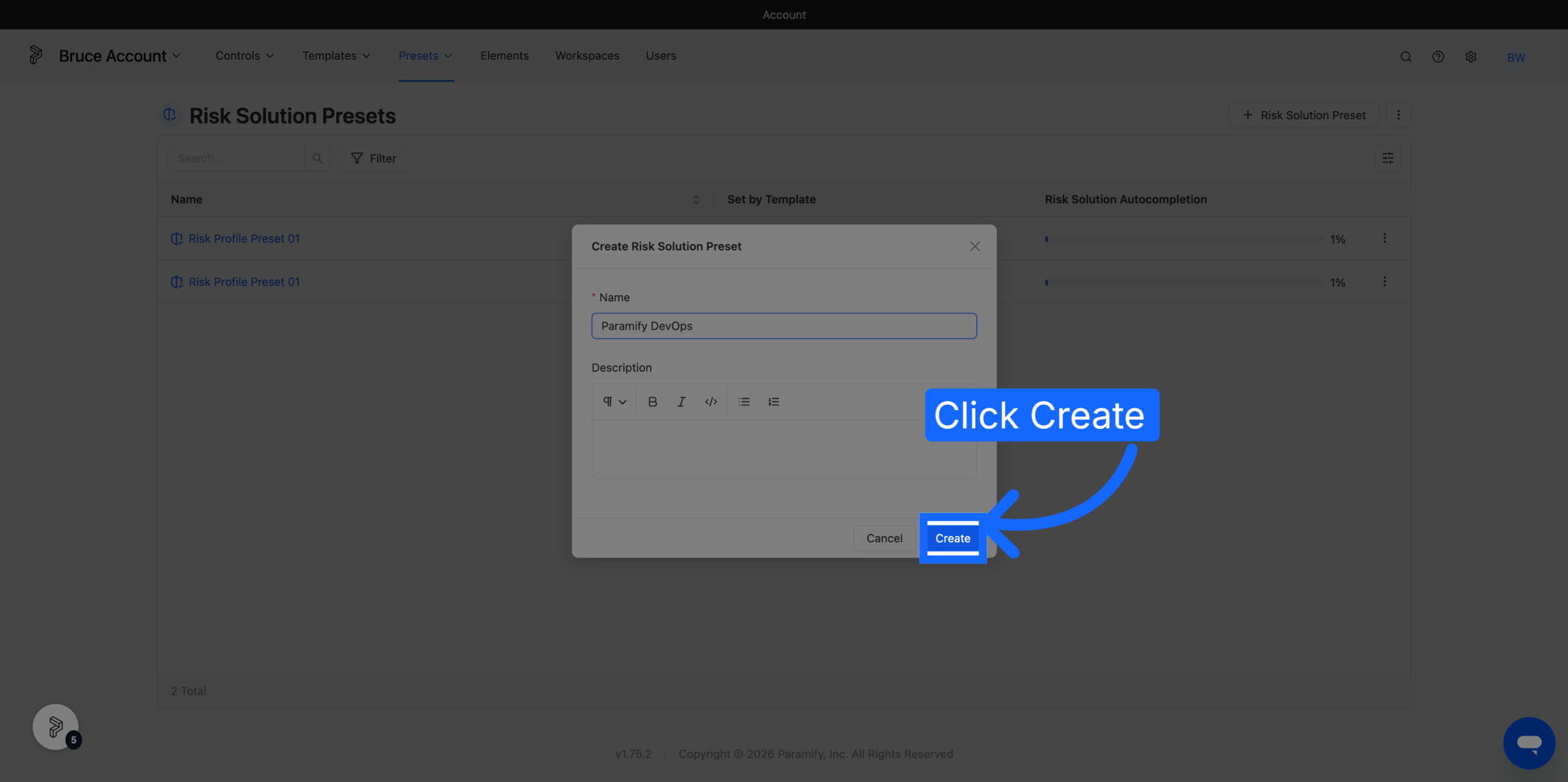 Create New Preset