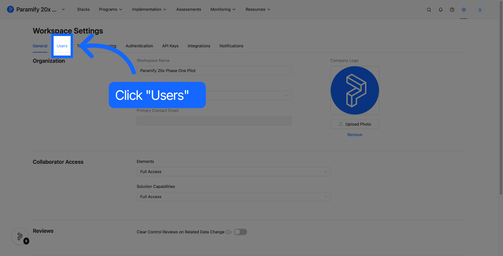 Open Users Settings