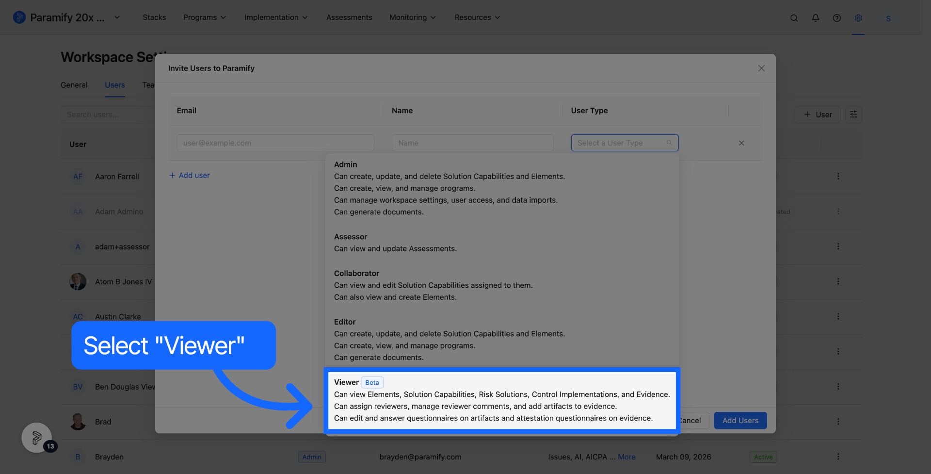 Choose User Permissions