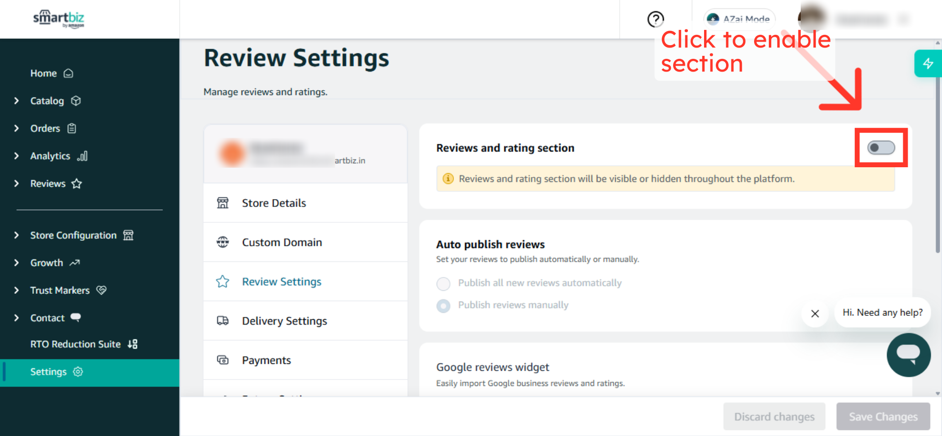 Select Review Option