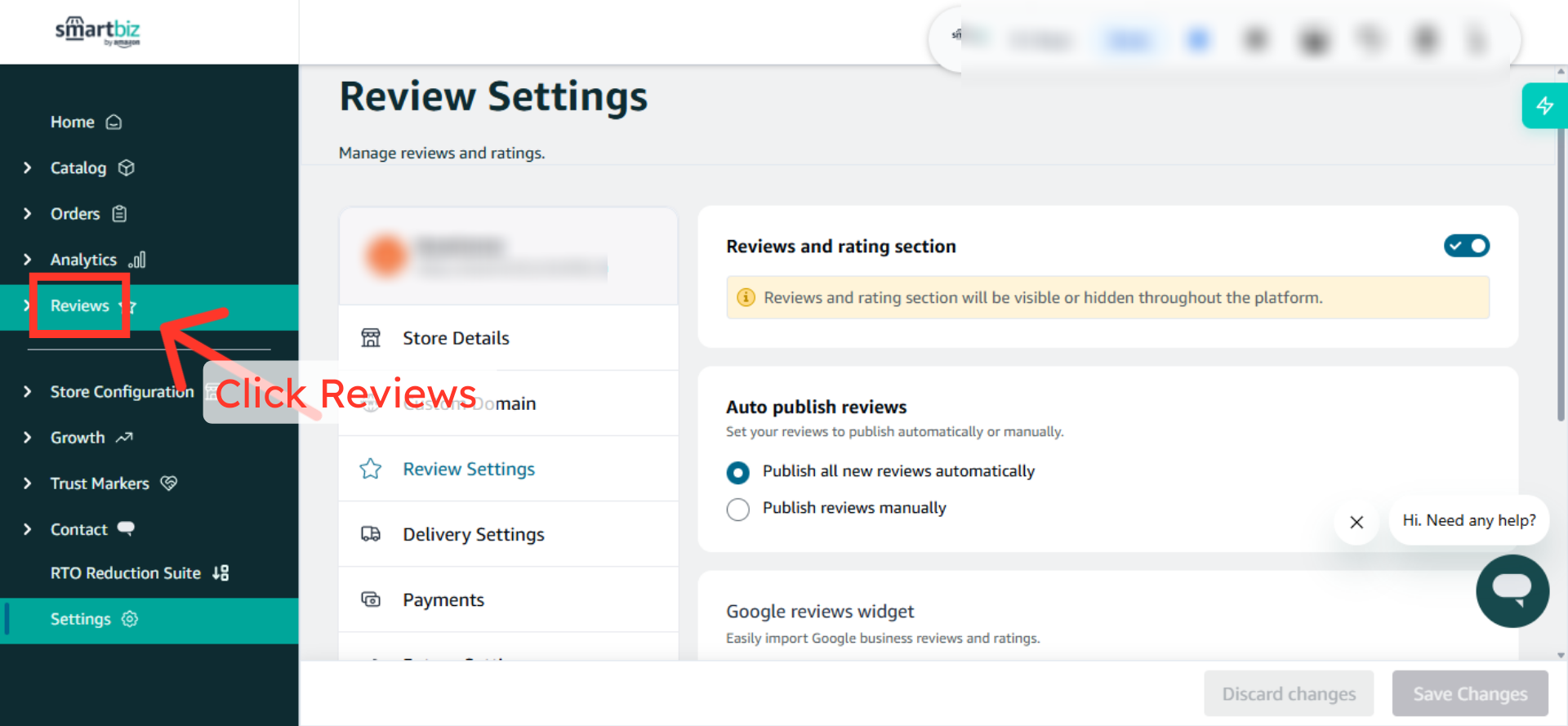 Open Reviews Section