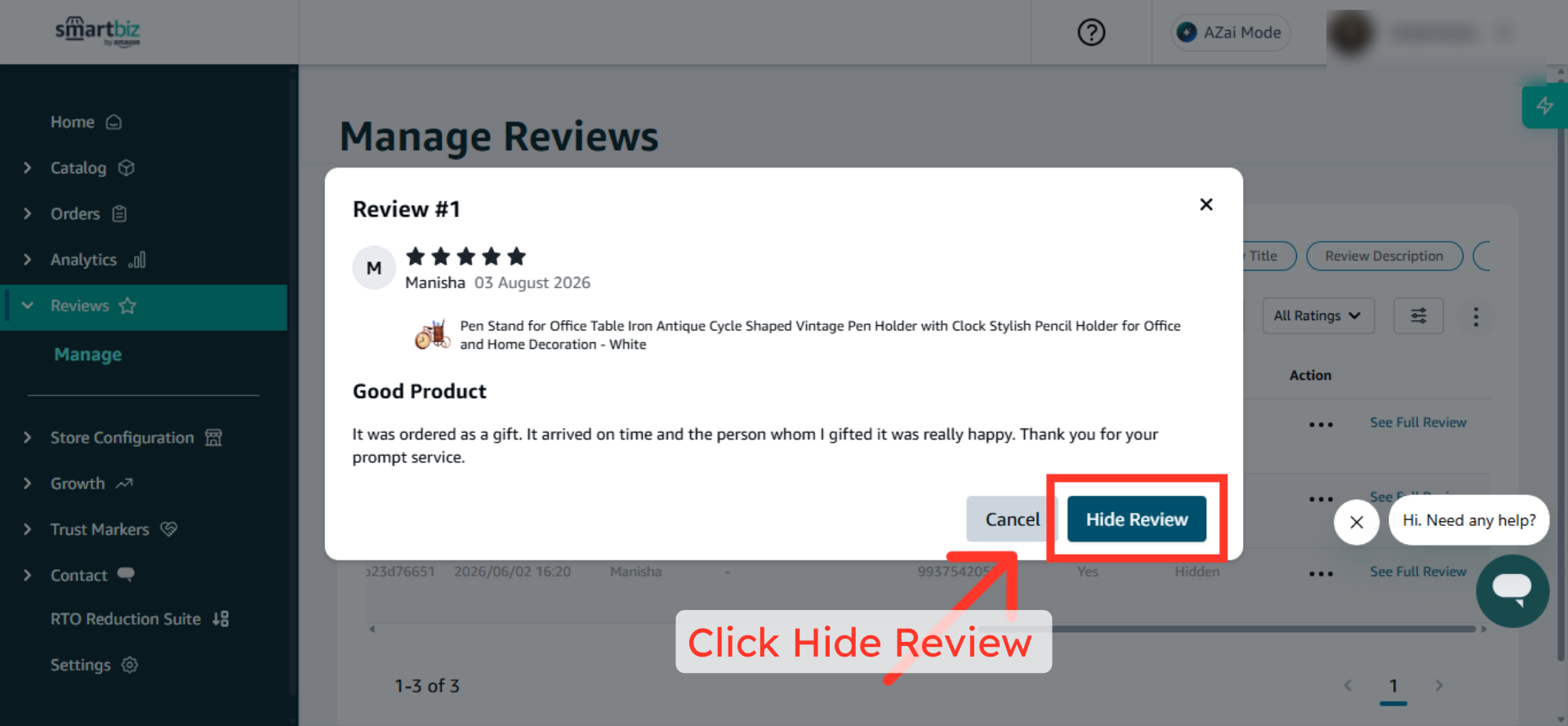 Hide Review Details