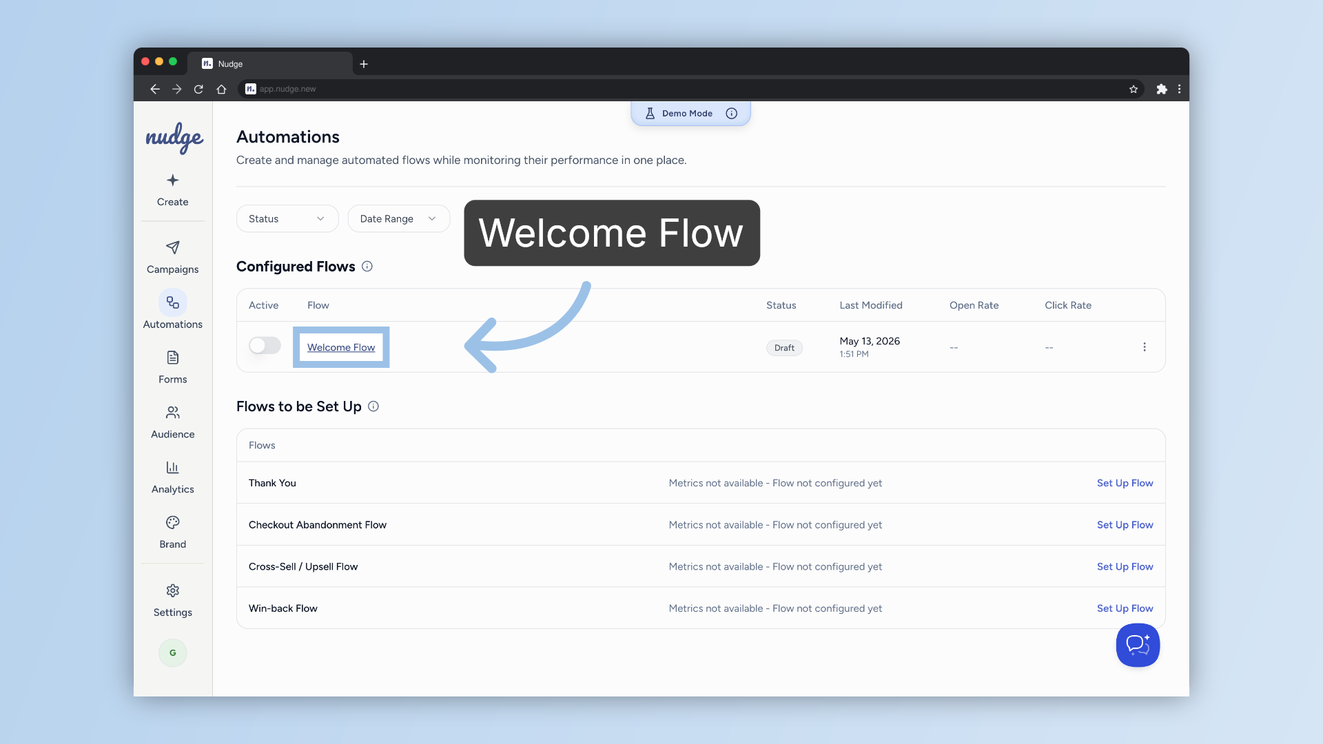 Open Welcome Flow