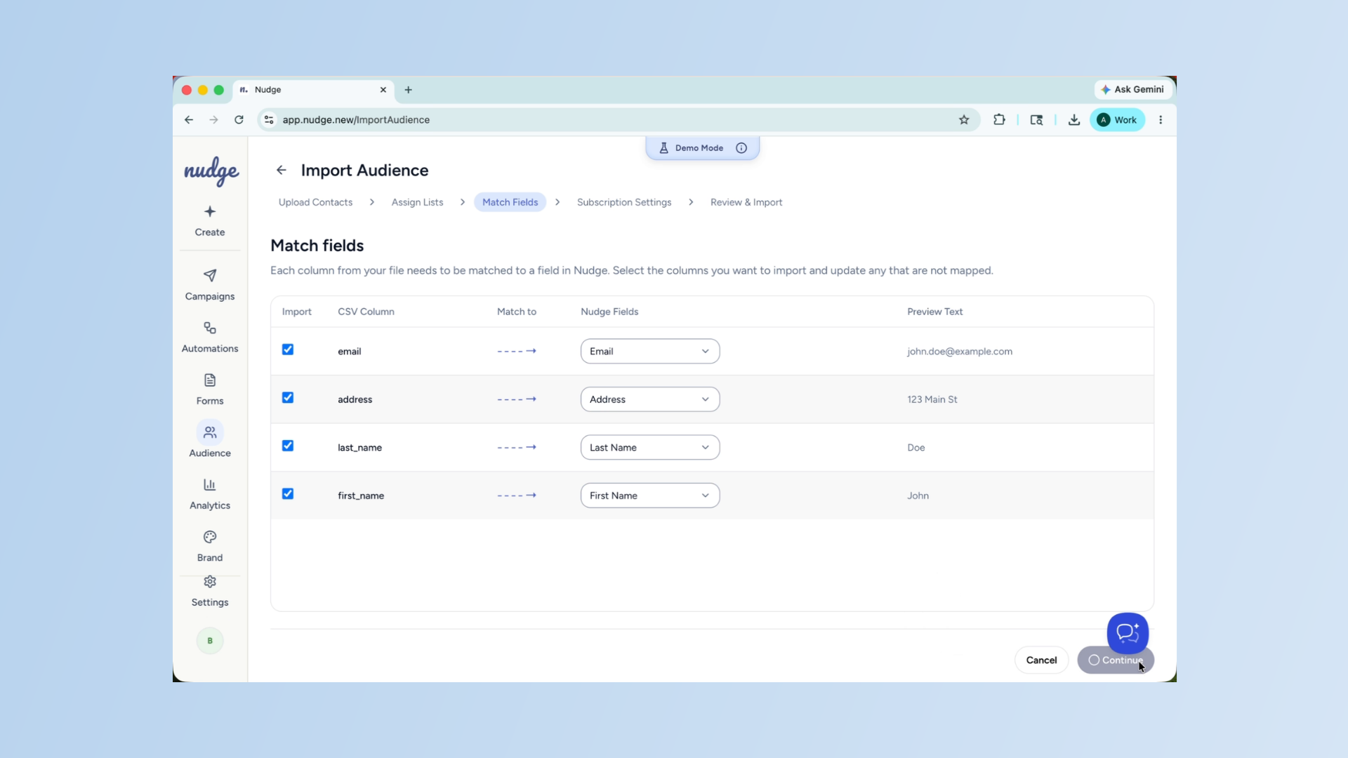 Advance To Import Settings