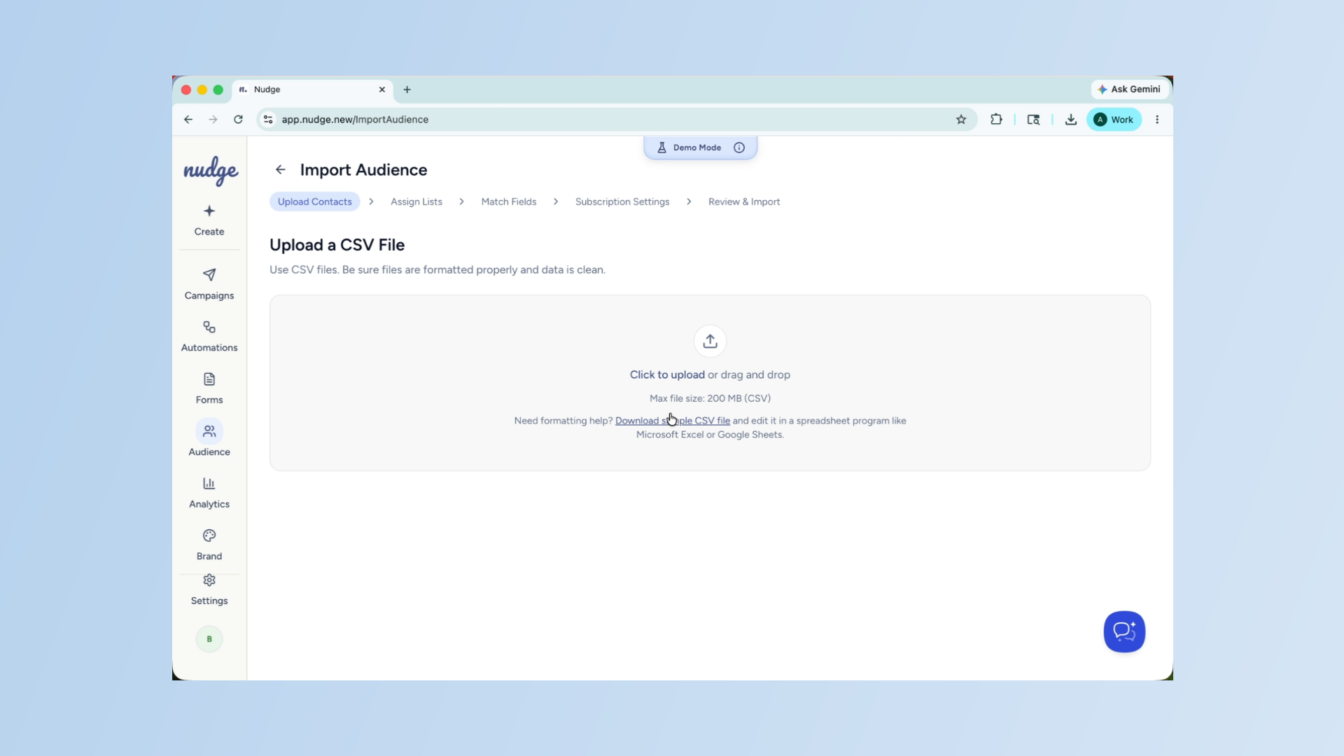 Upload Customer CSV File