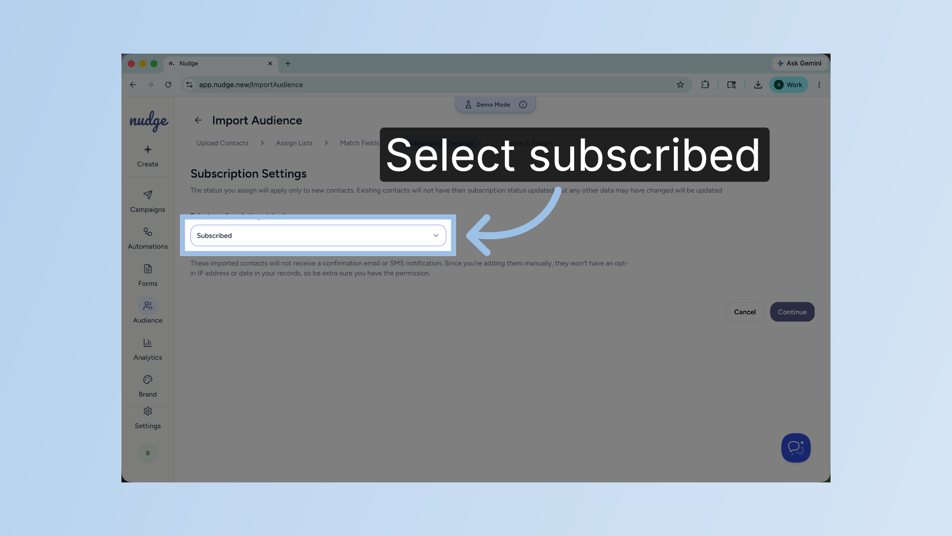 Select Email Marketing Status