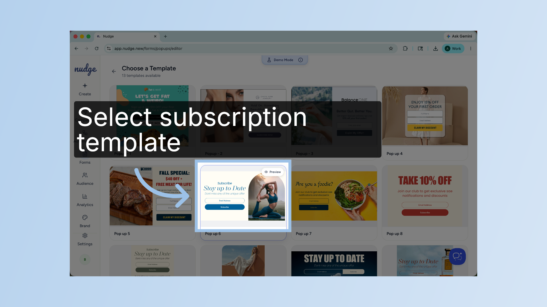 Choose Subscription Template
