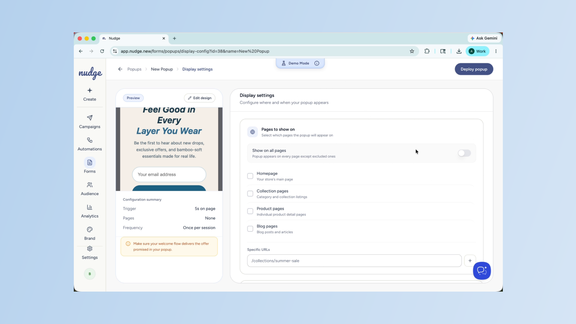 Deploy Pop-Up Live