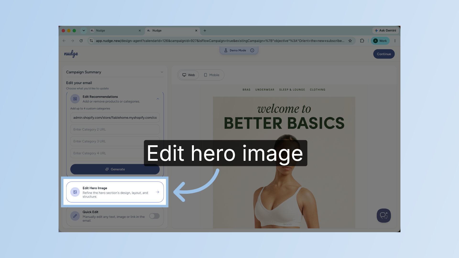 Edit Hero Image Section