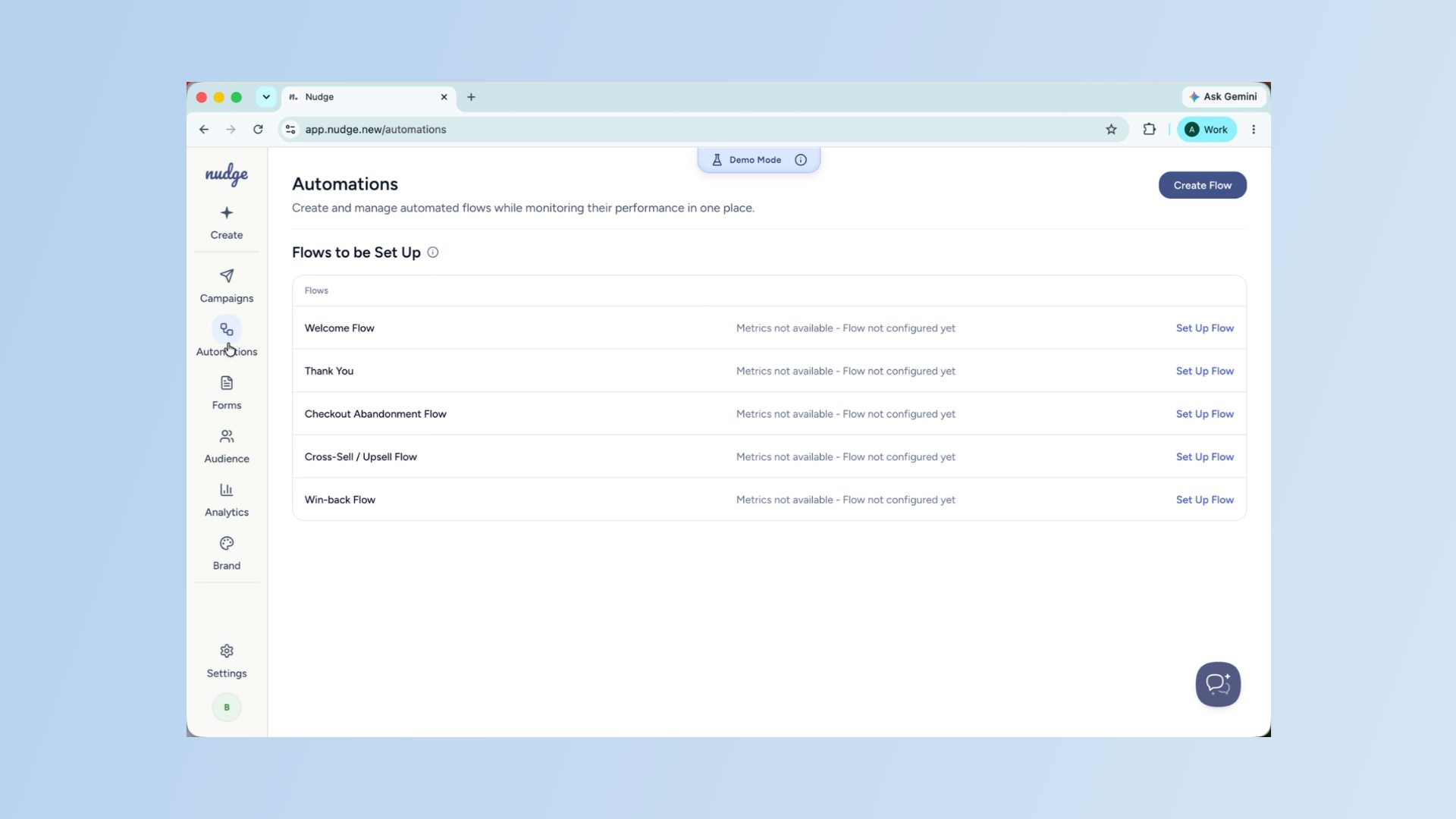 Access Flow Setup Options