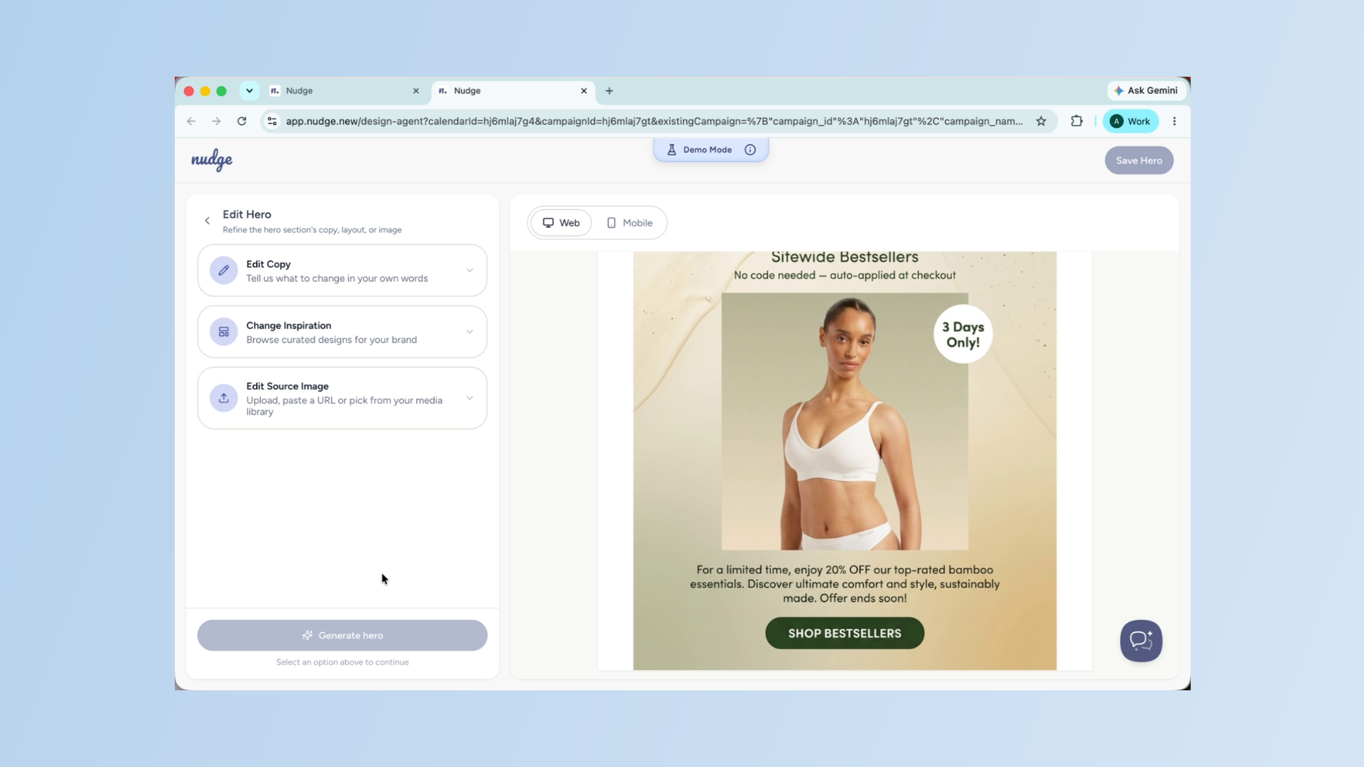 Use Hero Image Editing Options